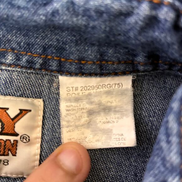 Ely Cattleman S Mens Long Sleeve Cowboy Western Shirt Blue Pearl Snap Rodeo - Picture 6 of 7